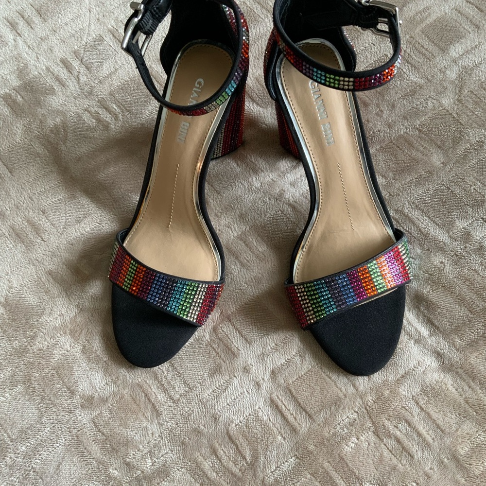 Gianni Bini Rainbow Rhinestones Chunky Heels. New without box